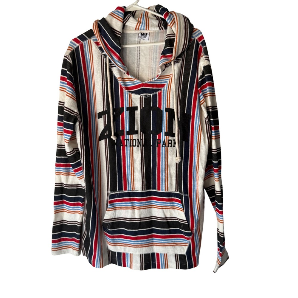 Lone Rock Zion Y2k National Park Striped Pullover‎ Hoodie Men's 2X Skater Grunge